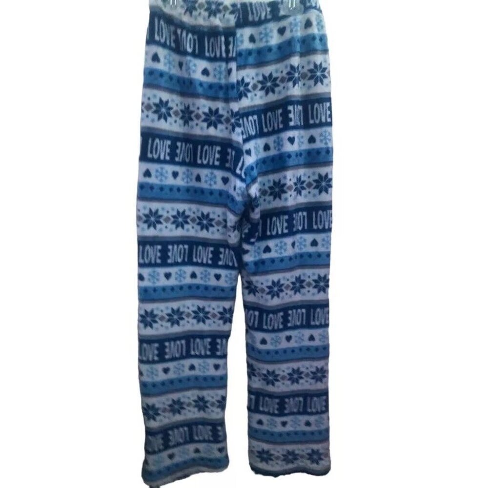 Juniors blue fair isle plush lounge pants - Pajama Pants multi color Size Medium